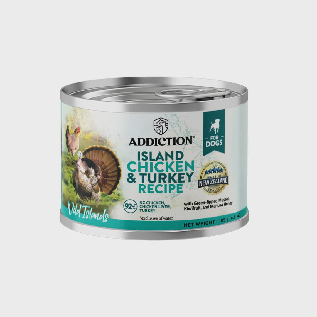 Addiction Canned Food Addiction Wild Island Chicken & Turkey Recipe Wet Dog Food 185g