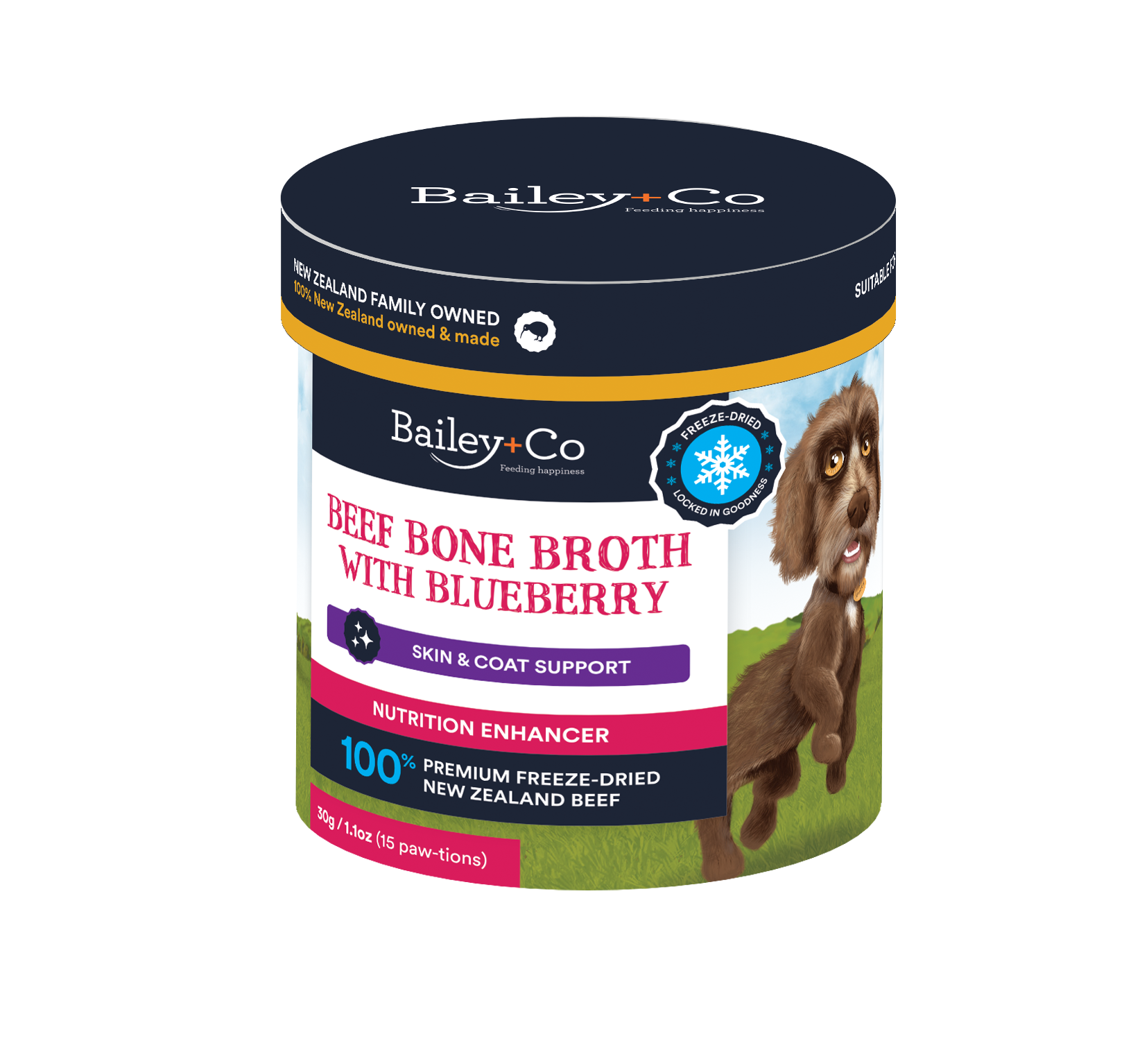 Bailey + Co Supplements Bailey + Co Beef Bone Broth with Blueberry 65g (30 Paw-tions)