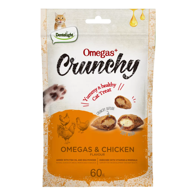 Dentalight Treats Dentalight Crunchy Omegas Chicken Cat Treat 60g