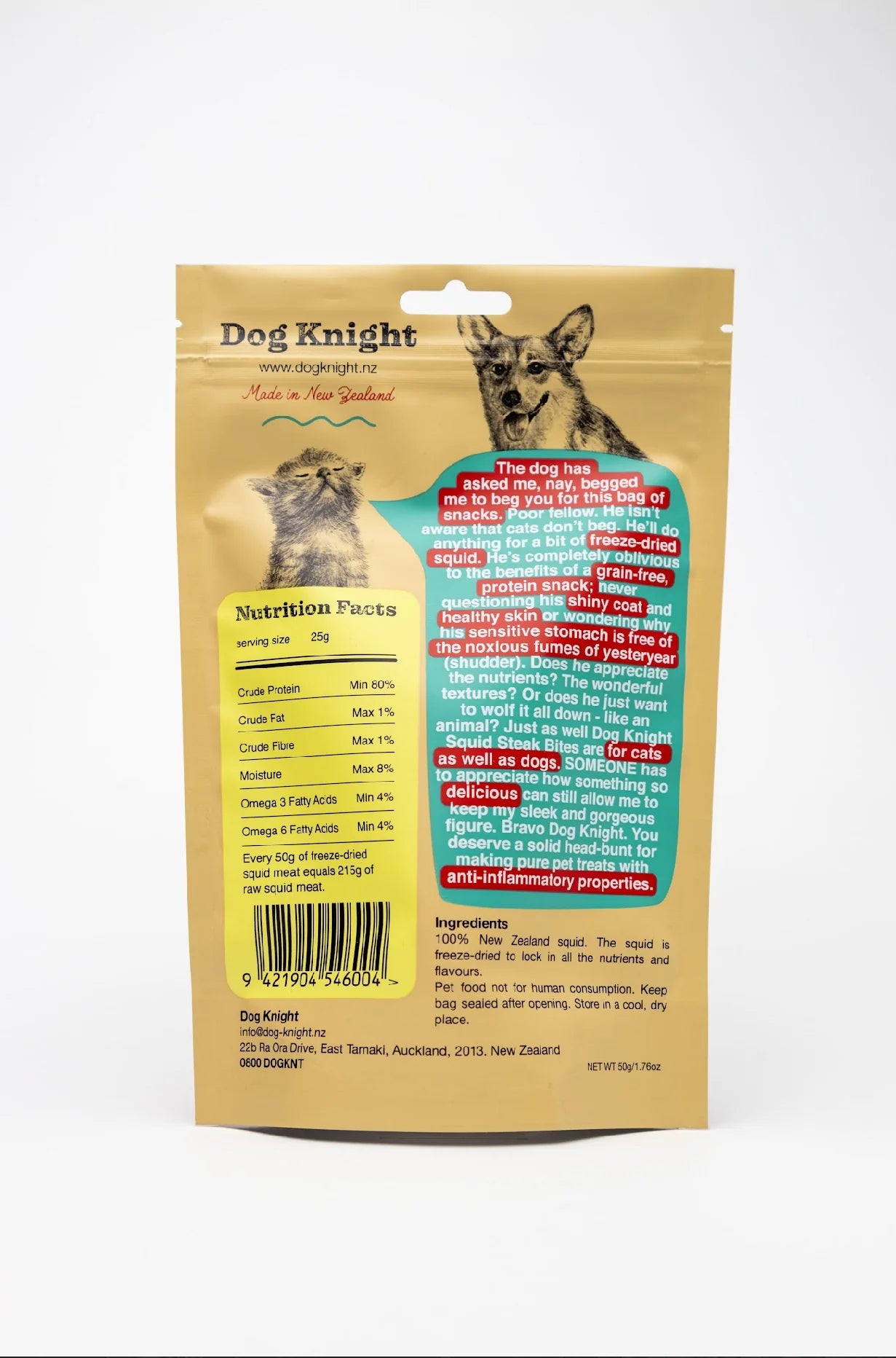 Dog Knight Treats Dog Knight Freeze Dried Squid Bites 50g