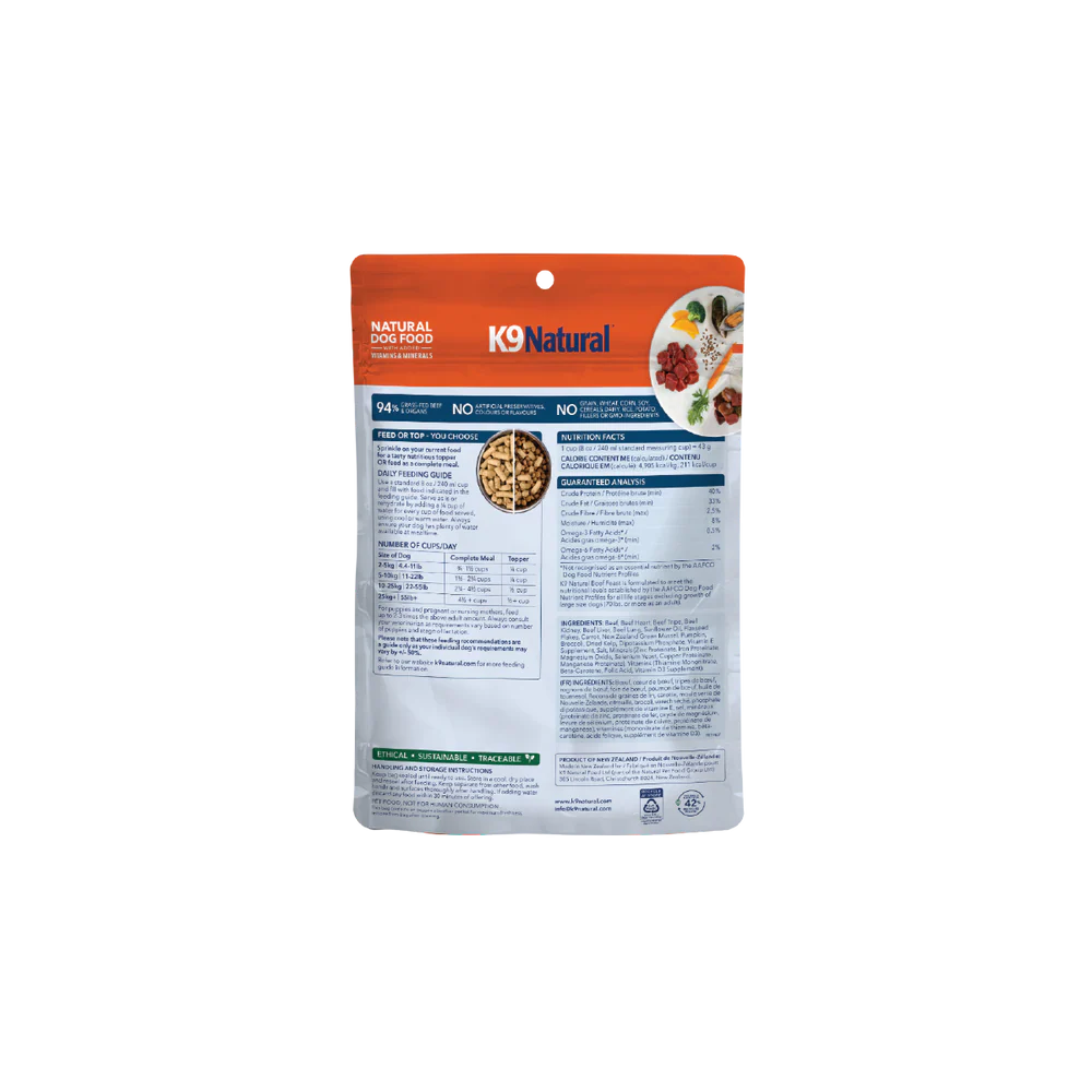 K9 Natural Freeze Dried K9 Natural Freeze Dried Beef Feast Dog Food