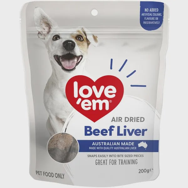 Love'em Treats Love 'em Air Dried Beef Liver 200g