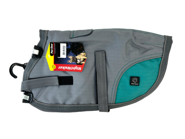 Pet One Apparel Charcoal/Teal / 30cm Nightwalker Dog Coat Waterproof/Reflective