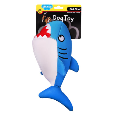 Pet One Toys Blue Squeaky Shark Splash Dog Toy