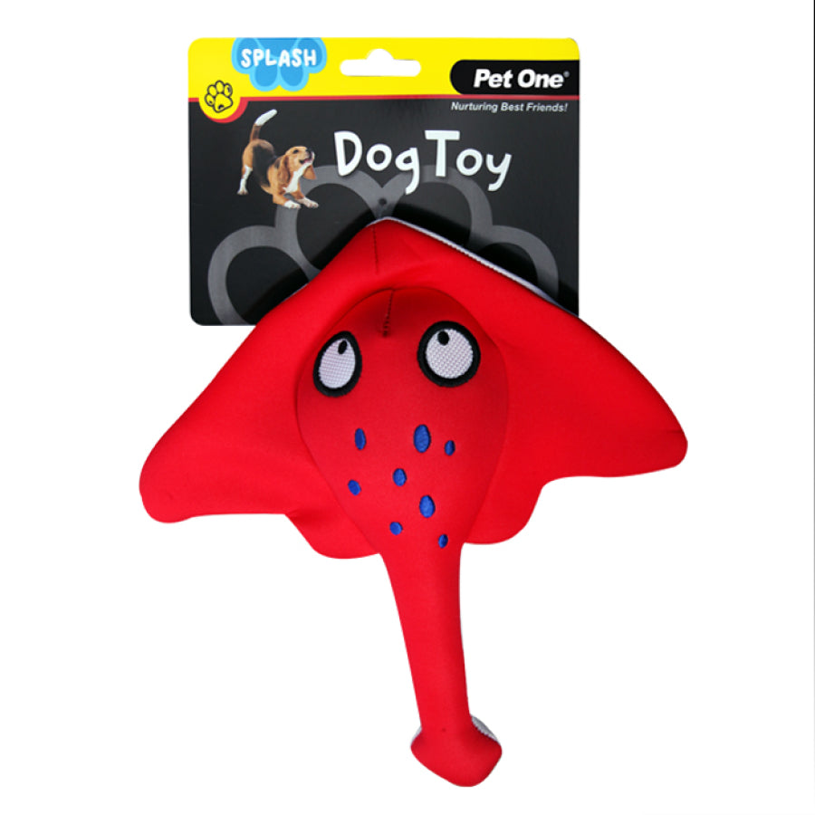 Pet One Toys Squeaky Stingray Splash Dog Toy