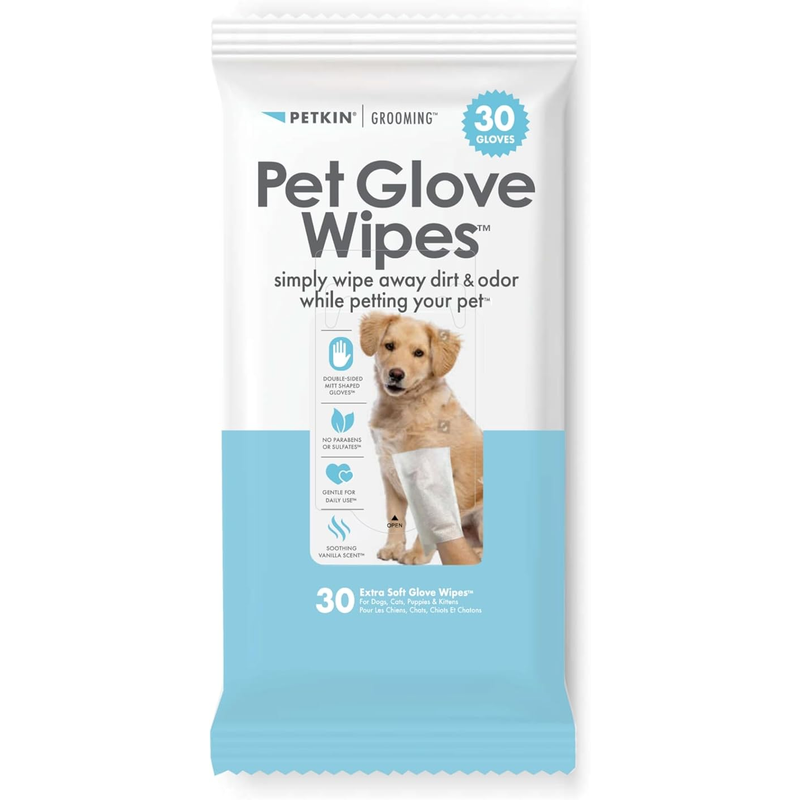 Petkin Grooming Aids Petkin Pet Glove Wipes 30 Pack