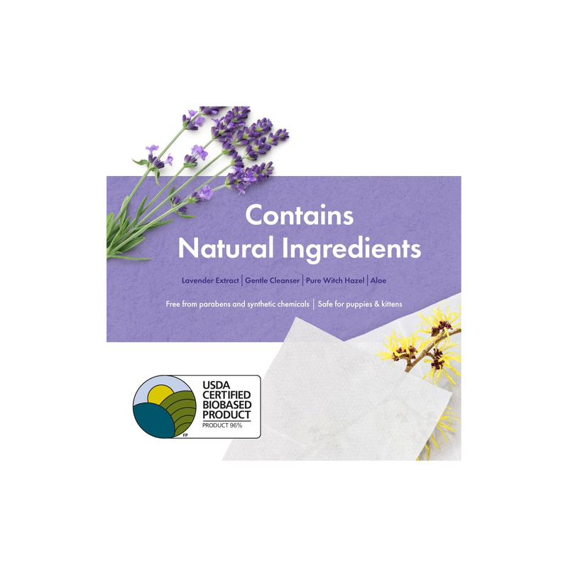 Petkin Grooming Aids Petkin Plant Based Ear Wipes Lavendar 80pk