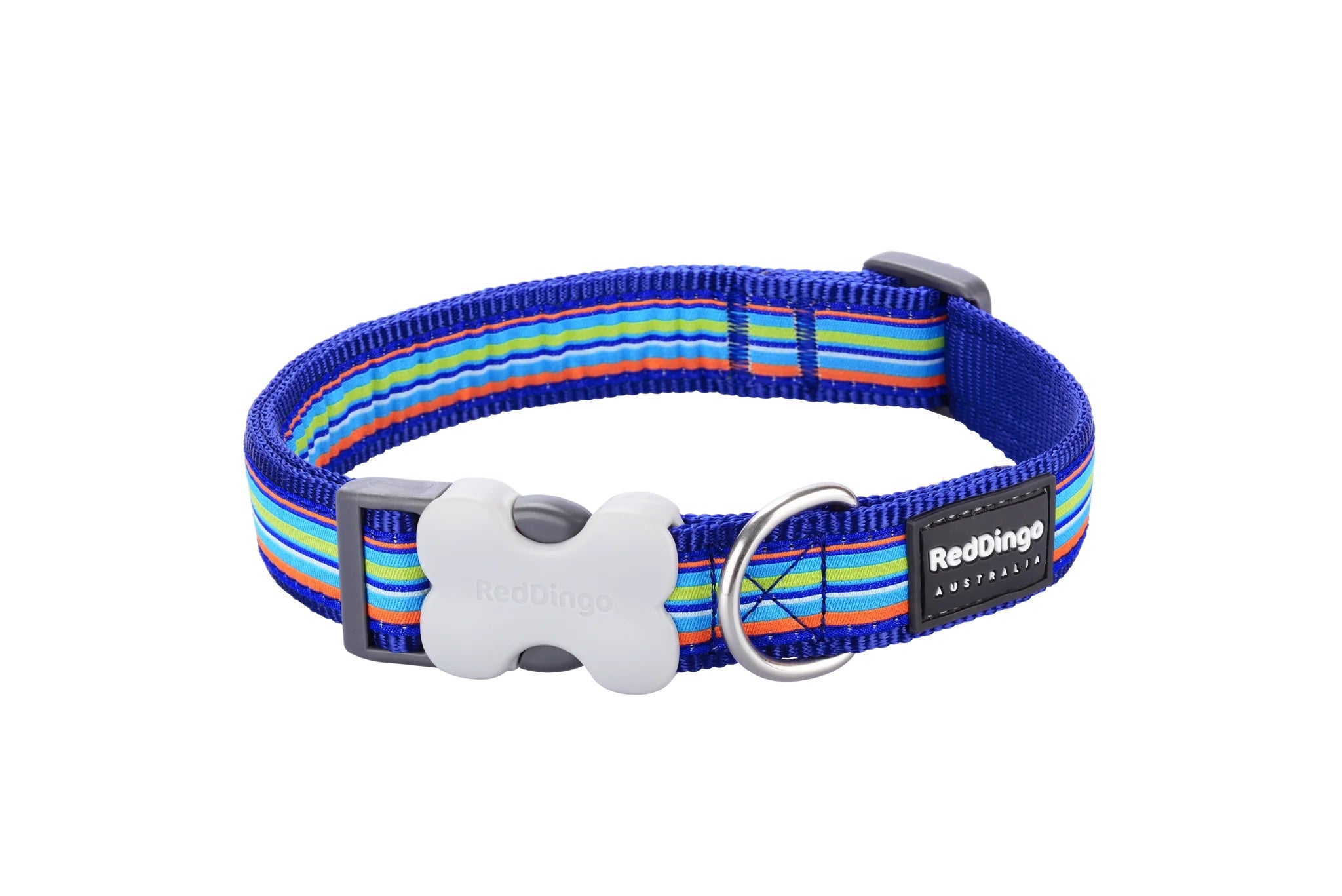 Red Dingo Collars / Leads Red Dingo Dog Collar Horizontal Stripes Navy