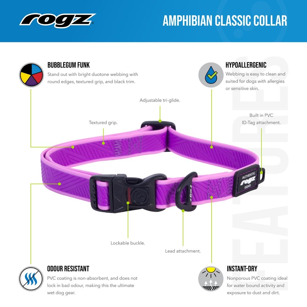 Rogz Collars / Leads Rogz Amphibian Classic Dog Collar