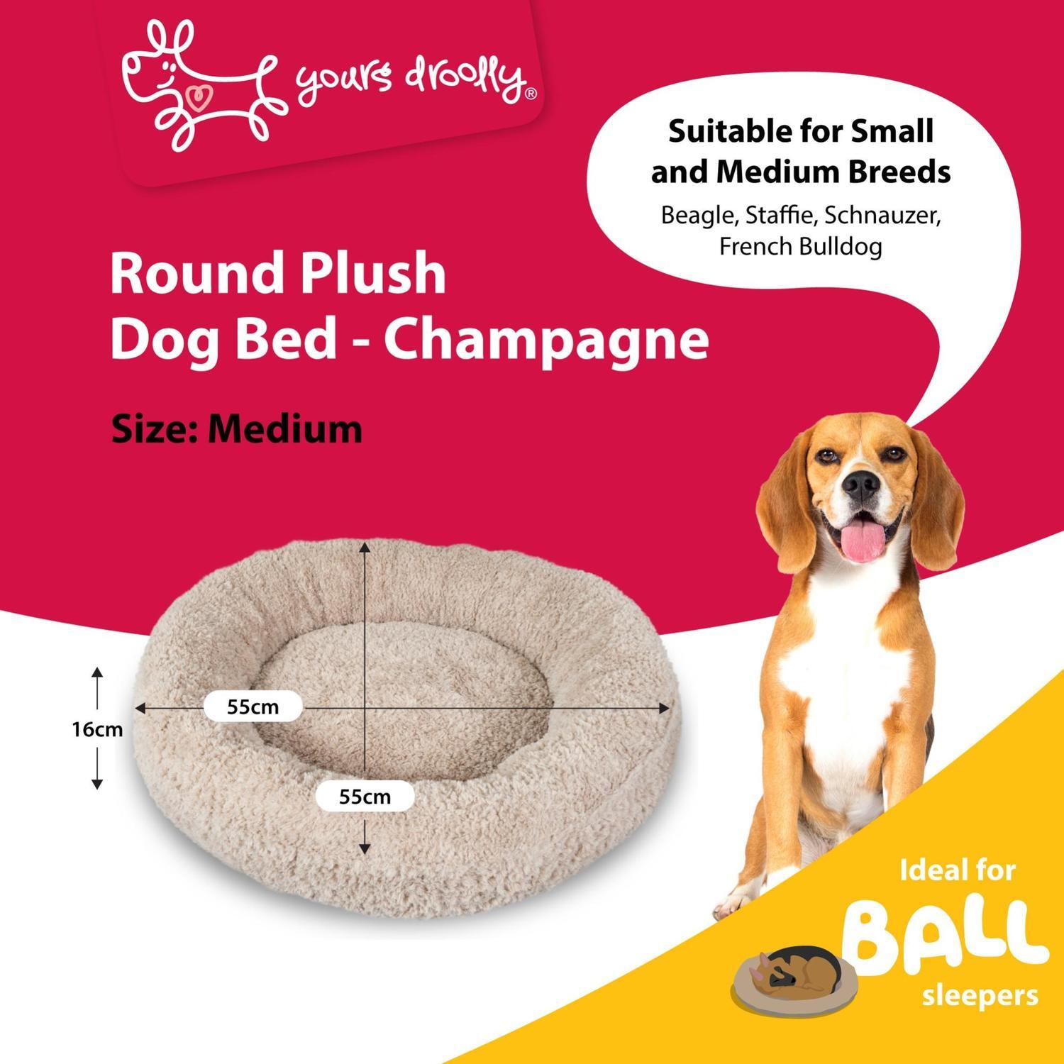 Yours Droolly Beds Yours Droolly Plush Dog Bed Round Champange