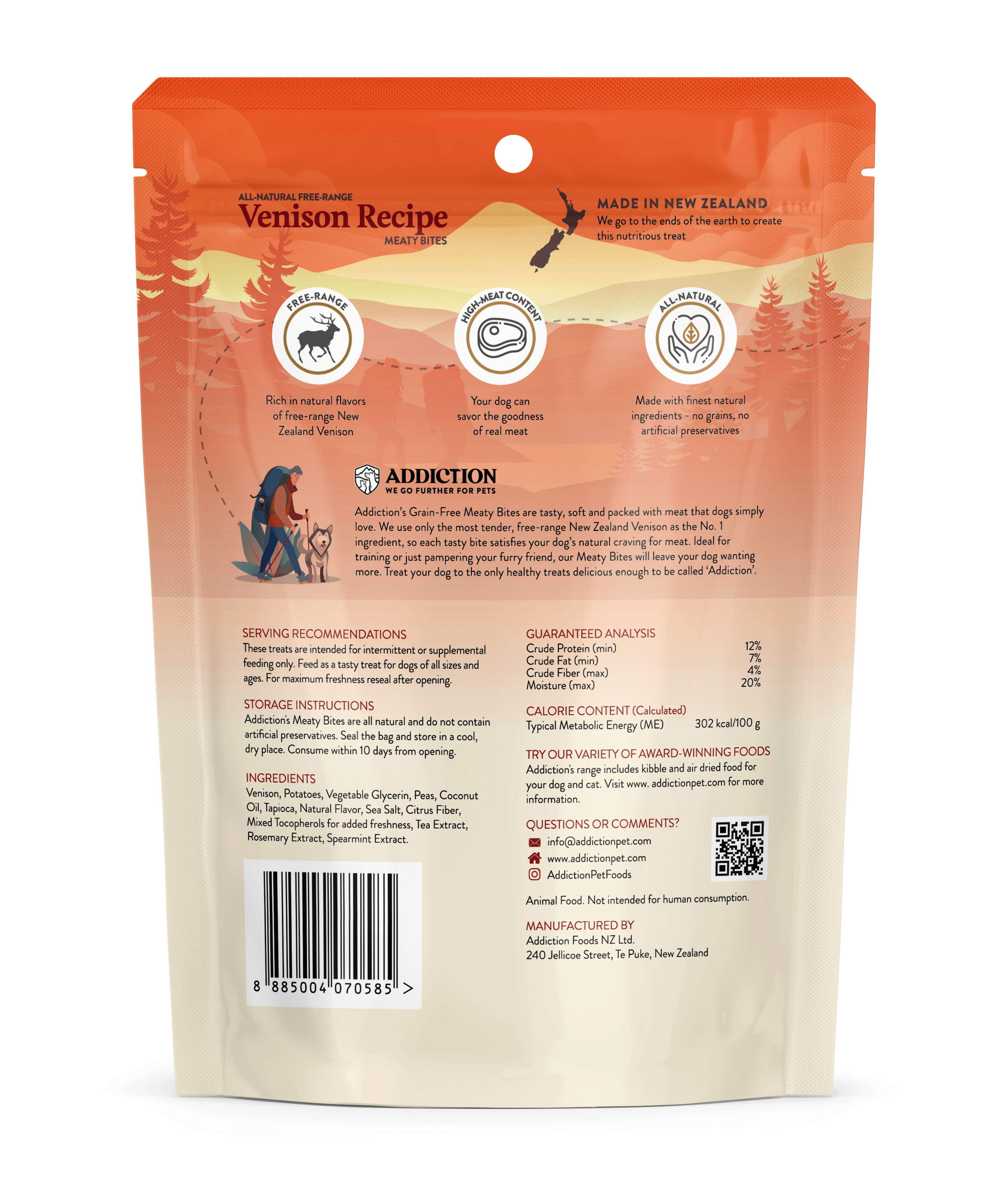 Addiction Treats Addiction Meaty Bites Venison Dog Treats 113g