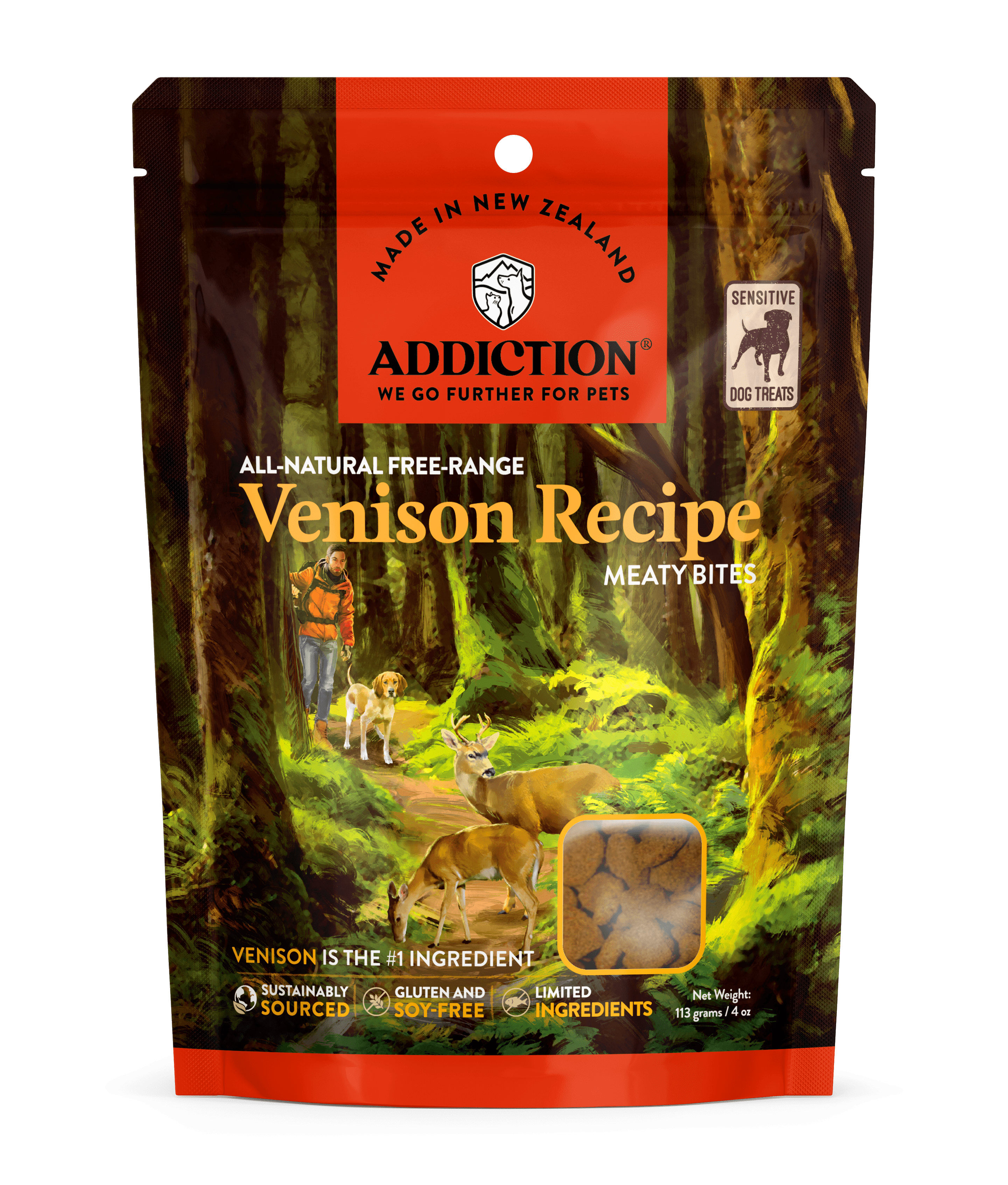Addiction Treats Addiction Meaty Bites Venison Dog Treats 113g