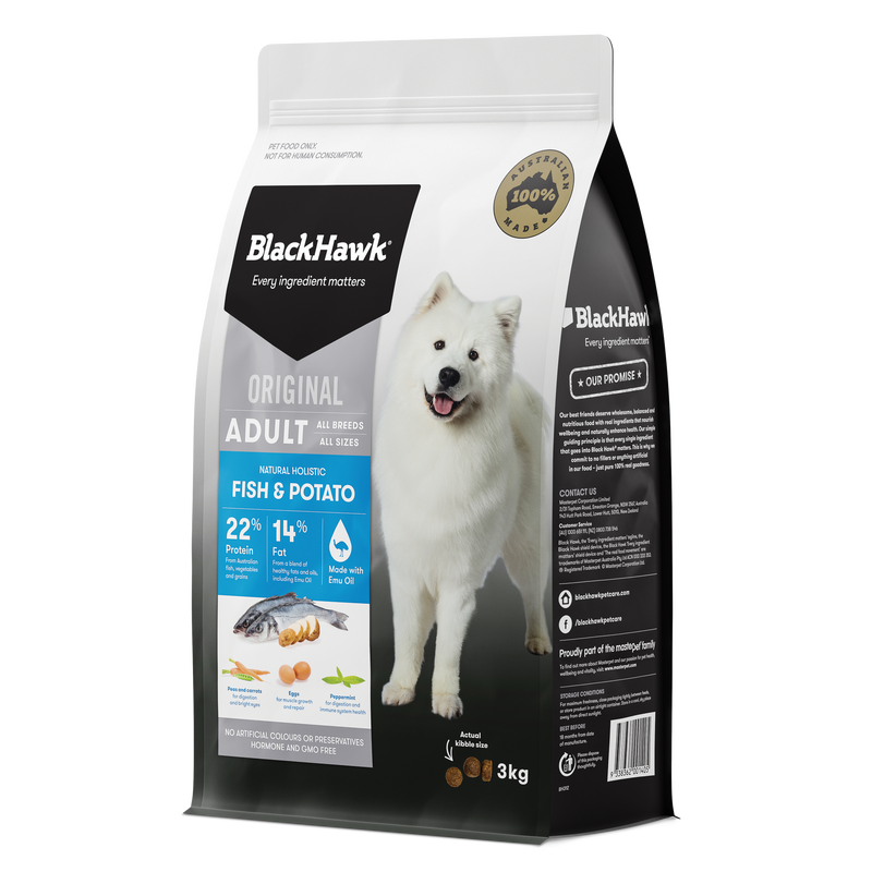 Black Hawk Biscuits 3kg Black Hawk Fish & Potato Adult Dog Food