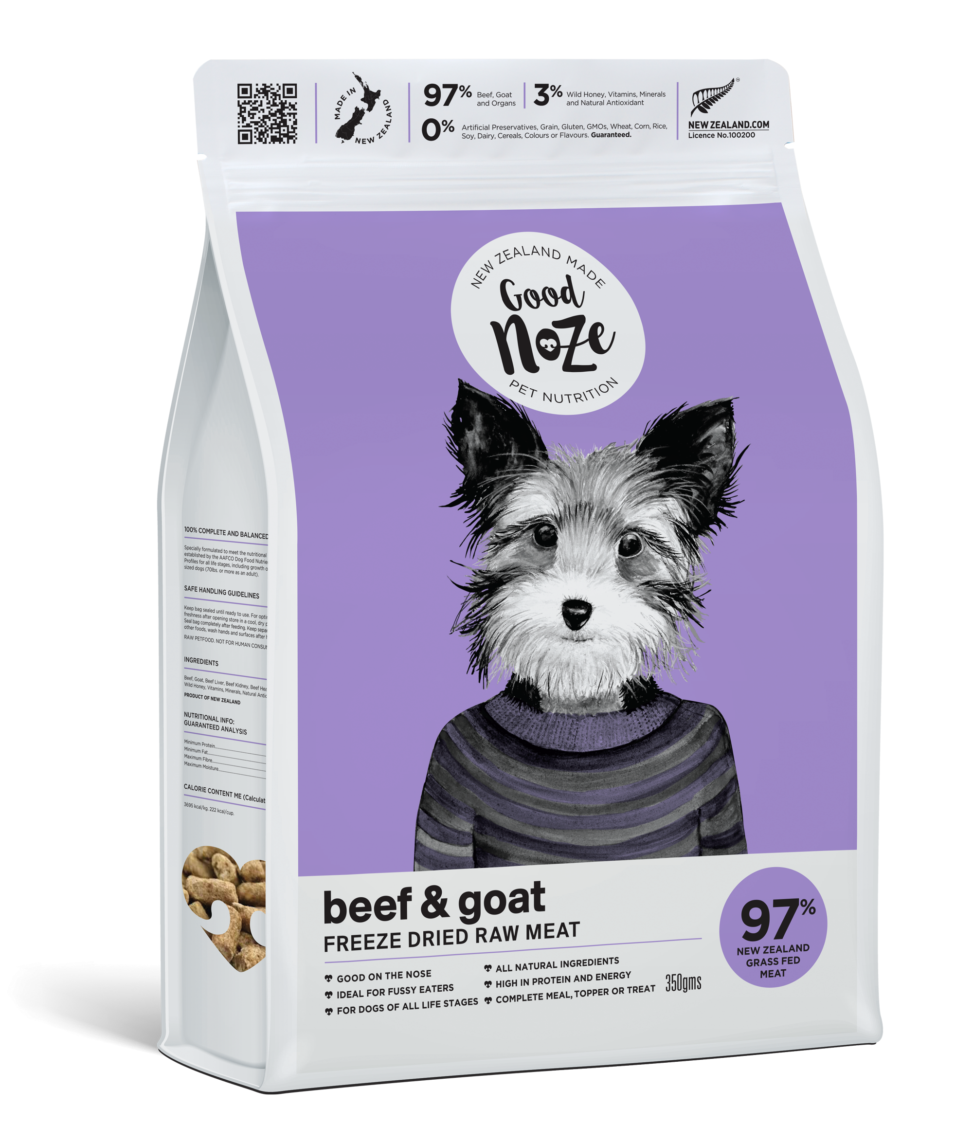Good Noze Freeze Dried Good Noze Beef & Goat Freeze Dried Dog Food 350g