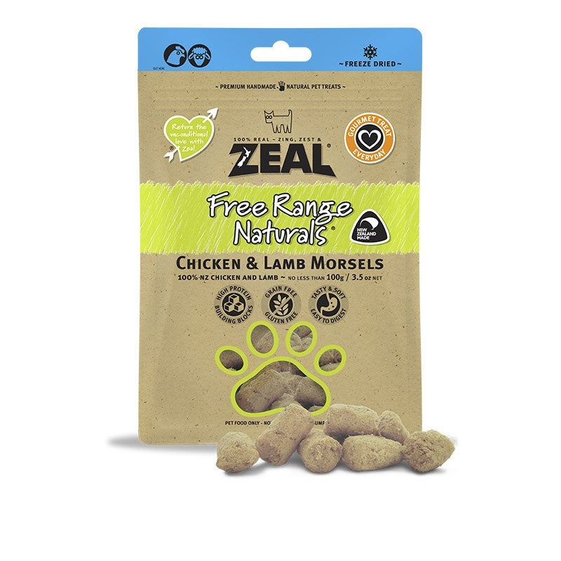 Zeal Treats Zeal Freeze Dried Chicken & Lamb Morsels 100g