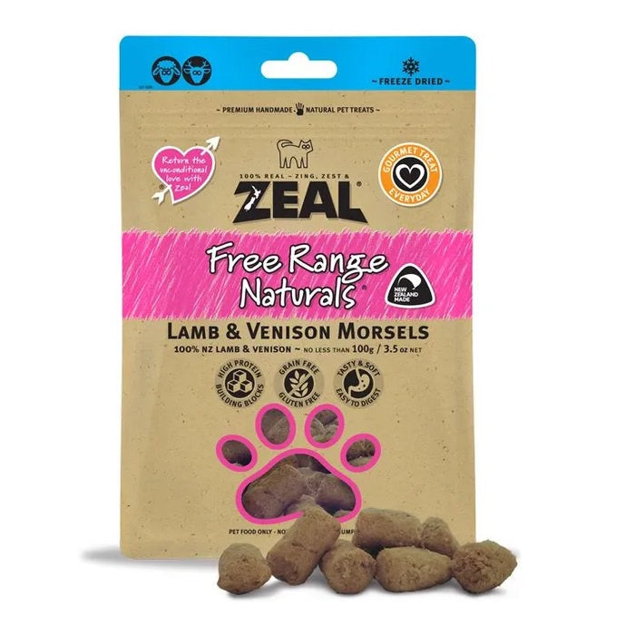 Zeal Treats Zeal Freeze Dried Lamb & Venison Morsels 100g