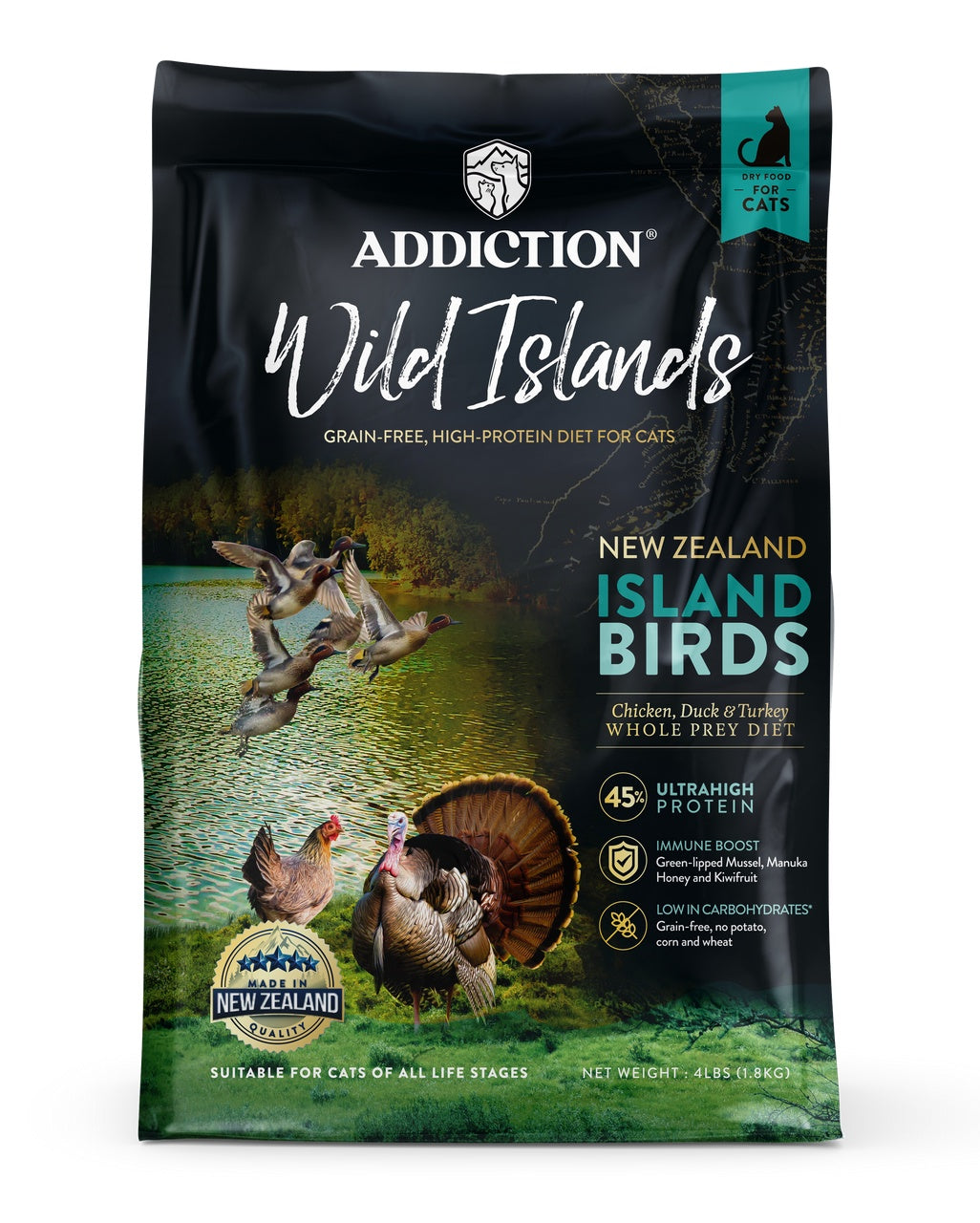 Addiction Biscuits Addiction Wild Islands - Birds, Duck, Turkey & Chicken Cat Food 1.8kg
