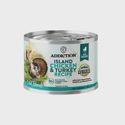 Addiction Canned Food Addiction Wild Island Chicken & Turkey Recipe Wet Dog Food 185g