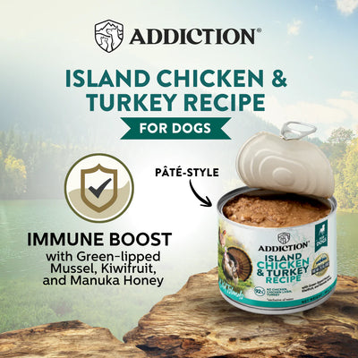 Addiction Canned Food Addiction Wild Island Chicken & Turkey Recipe Wet Dog Foods 185g
