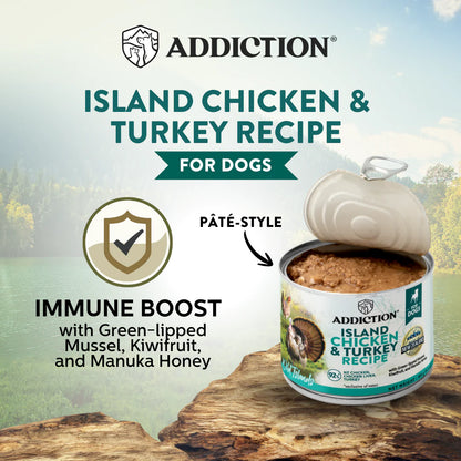 Addiction Canned Food Addiction Wild Island Chicken & Turkey Recipe Wet Dog Foods 185g