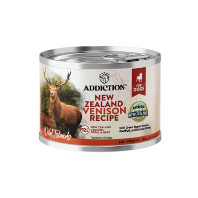 Addiction Canned Food Addiction Wild Island NZ Venison Recipe Wet Dog Food 185g