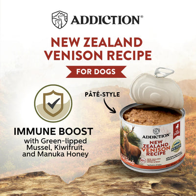 Addiction Canned Food Addiction Wild Island NZ Venison Recipe Wet Dog Foods 185g
