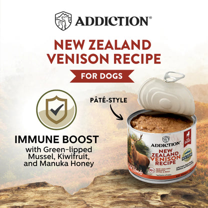 Addiction Canned Food Addiction Wild Island NZ Venison Recipe Wet Dog Foods 185g
