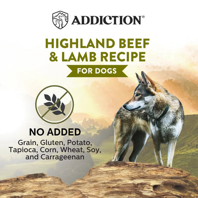 Addiction Canned Food Addiction Wild Islands Highland Beef & Lamb Recipe Wet Dog Foods 185g