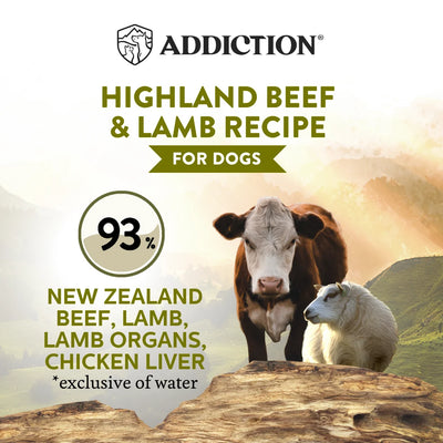 Addiction Canned Food Addiction Wild Islands Highland Beef & Lamb Recipe Wet Dog Foods 185g