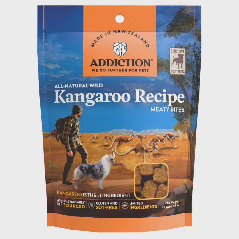 Addiction Treats Addiction Kangaroo Meaty Bites Dog Treats 113g