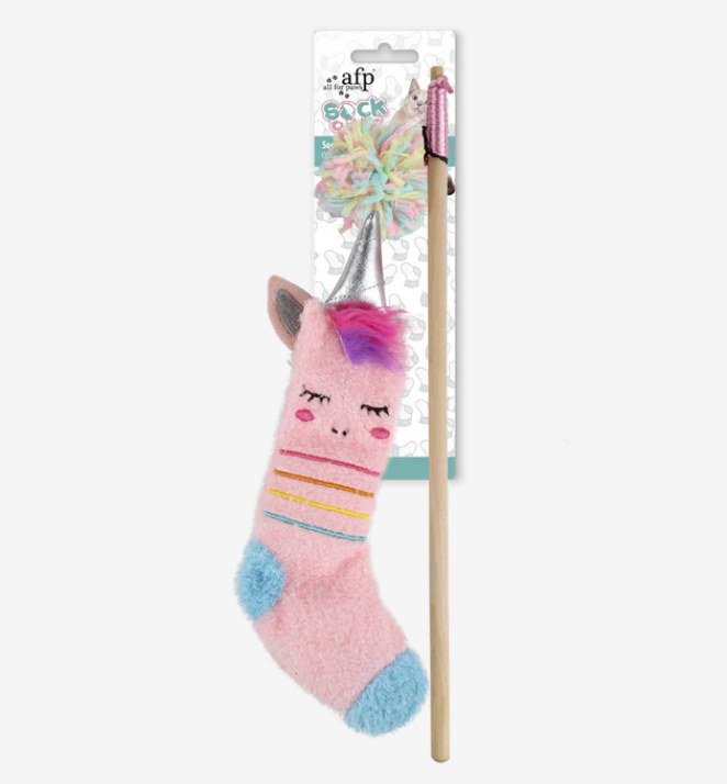 AFP Toys AFP Unicorn Sock Cuddler Wand Cat Toy