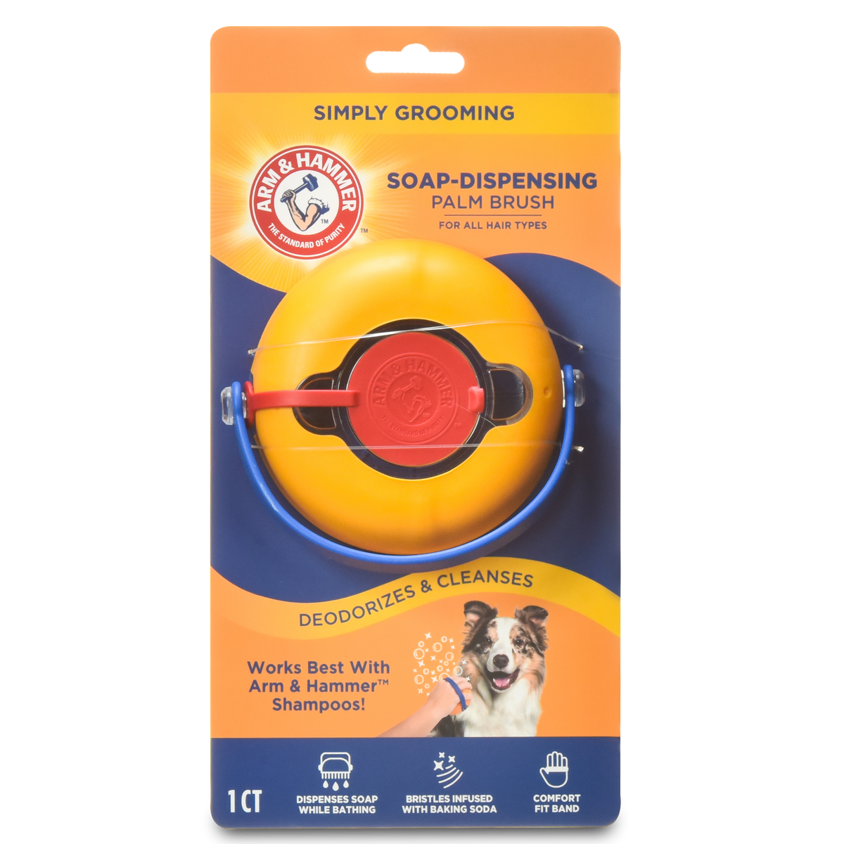 Arm & Hammer Grooming Aids Soap Dispensing Palm Brush