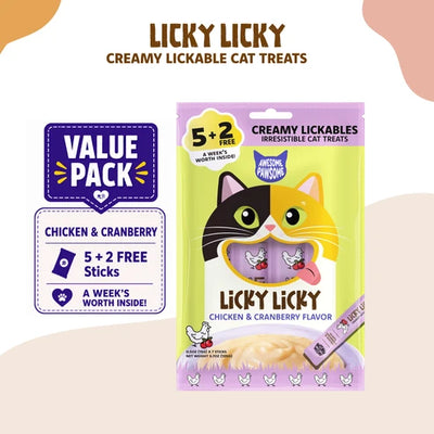 awesome pawsome Treats Chicken & Cranberry Awesome Pawsome Licky Licky Cat Treats 15g x 7s