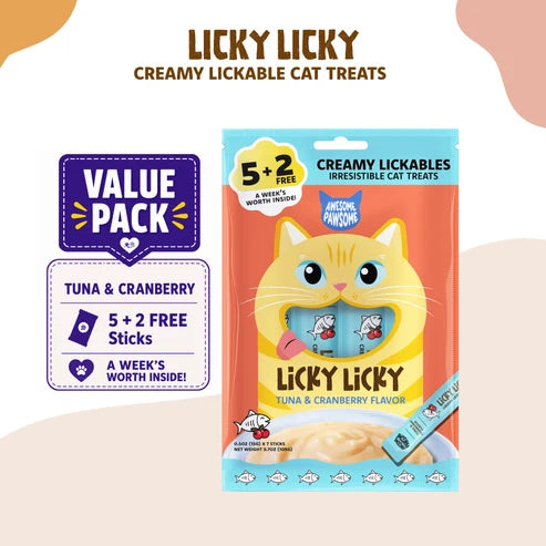 awesome pawsome Treats Tuna & Cranberry Awesome Pawsome Licky Licky Cat Treats 15g x 7s