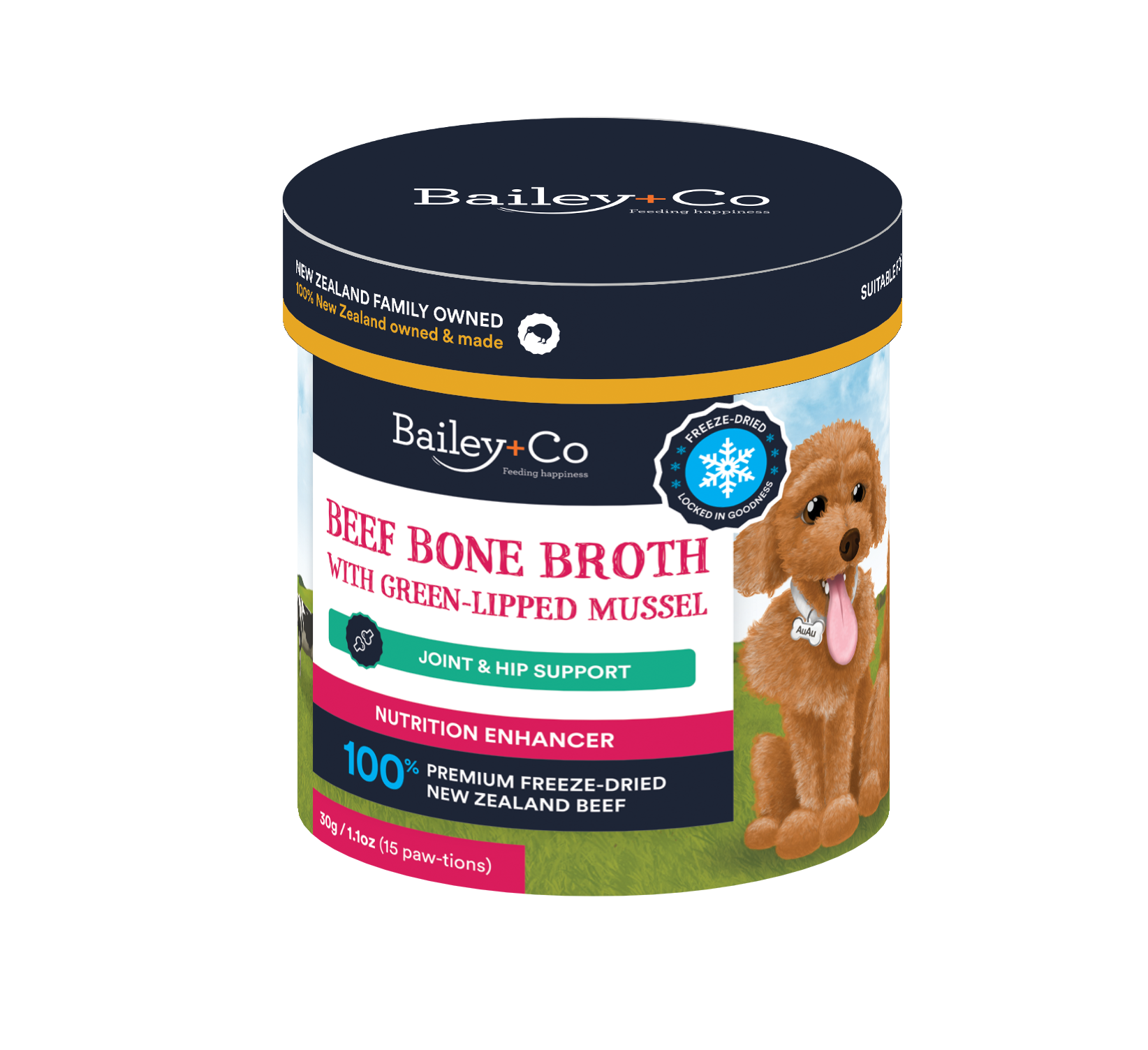 Bailey + Co Supplements Green Lipped Mussel - Joint & Hip Support Bailey + Co Beef Bone Broth 30g