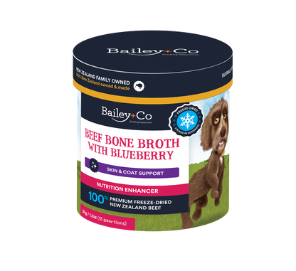 Bailey + Co Supplements Blueberry - Skin & Coat Support Bailey + Co Beef Bone Broth 30g