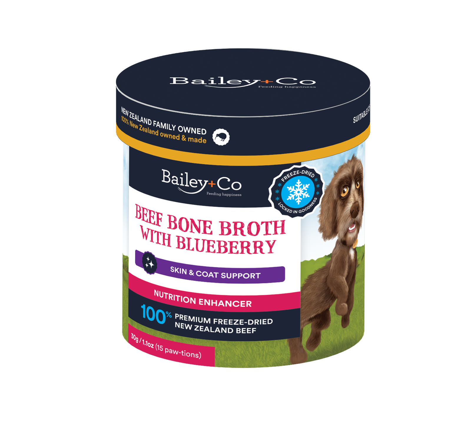 Bailey + Co Supplements Bailey + Co Beef Bone Broth with Blueberry 65g (30 Paw-tions)