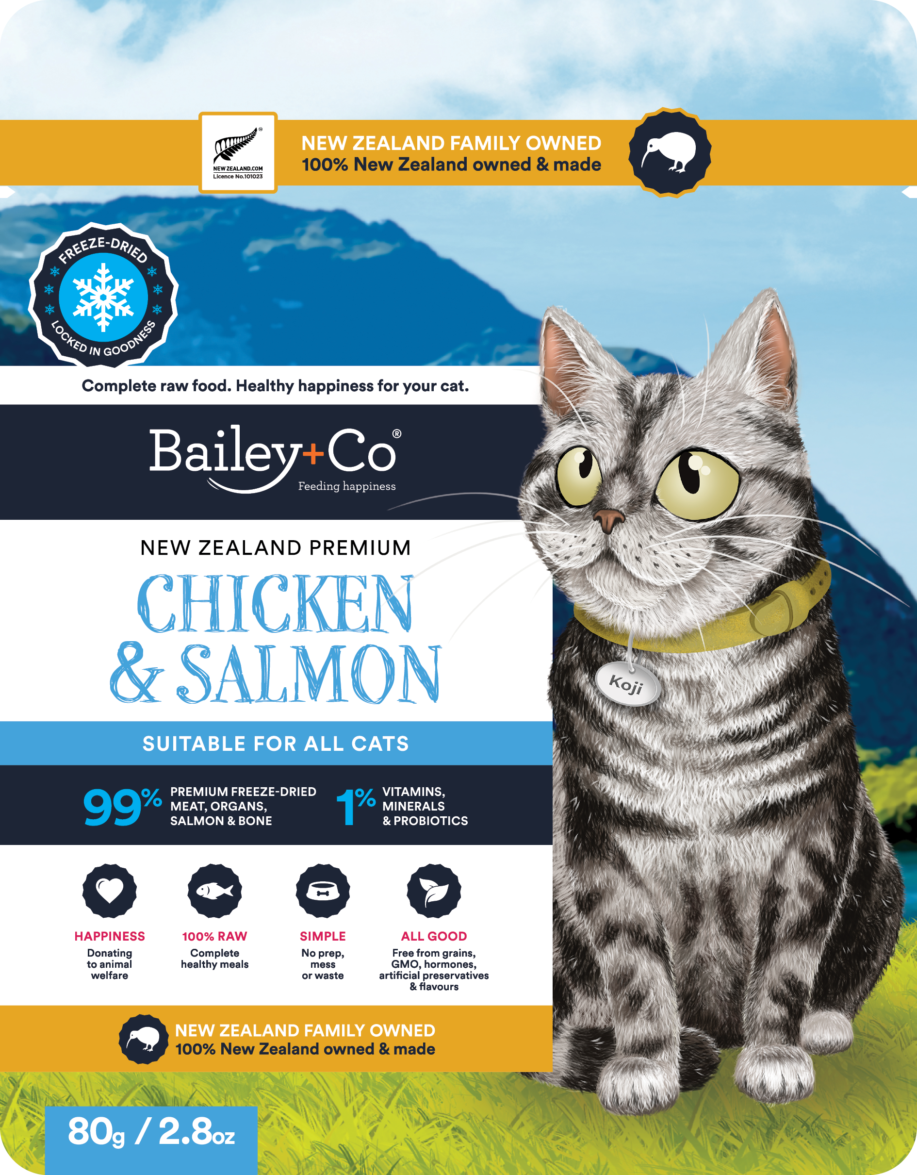 Bailey + Co Treats Bailey + Co Chicken & Salmon Cat Food 80g