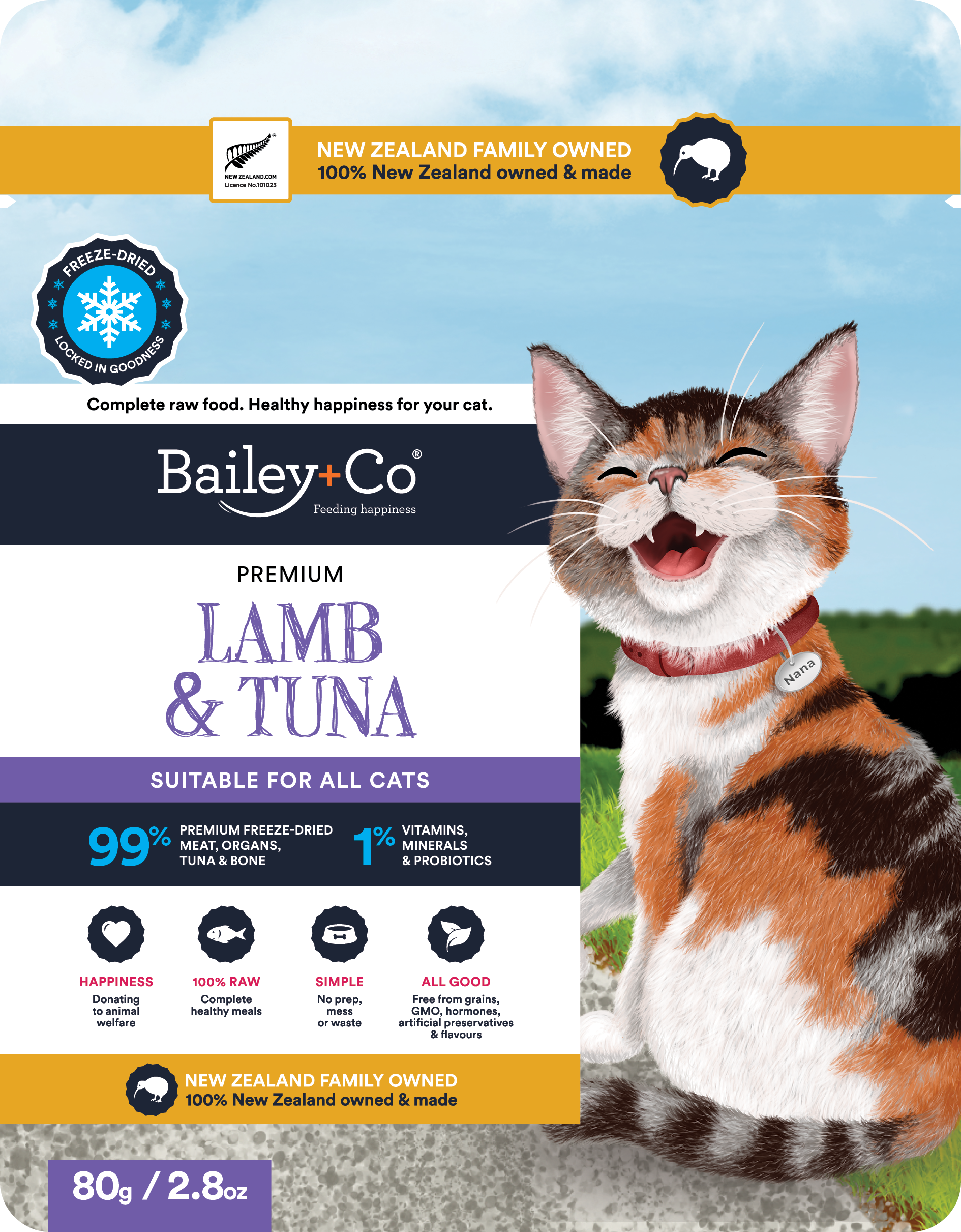 Bailey + Co Treats Bailey + Co Lamb & Tuna Cat Food 80g
