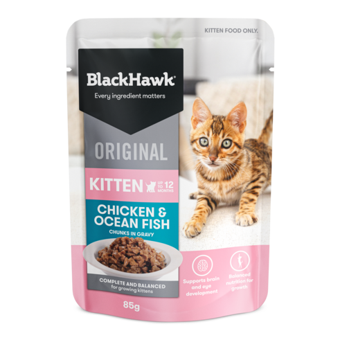 Black Hawk Biscuits Black Hawk Original Chicken & Ocean Fish in Gravy Kitten Wet Food 85g