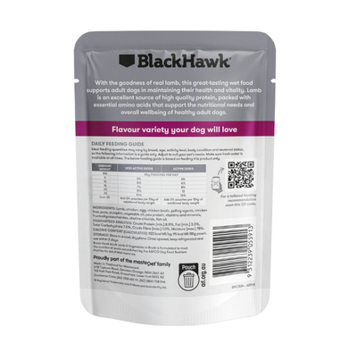 Black Hawk Canned Food Black Hawk Original Lamb & Vegetables Dog Wet Food Pouch