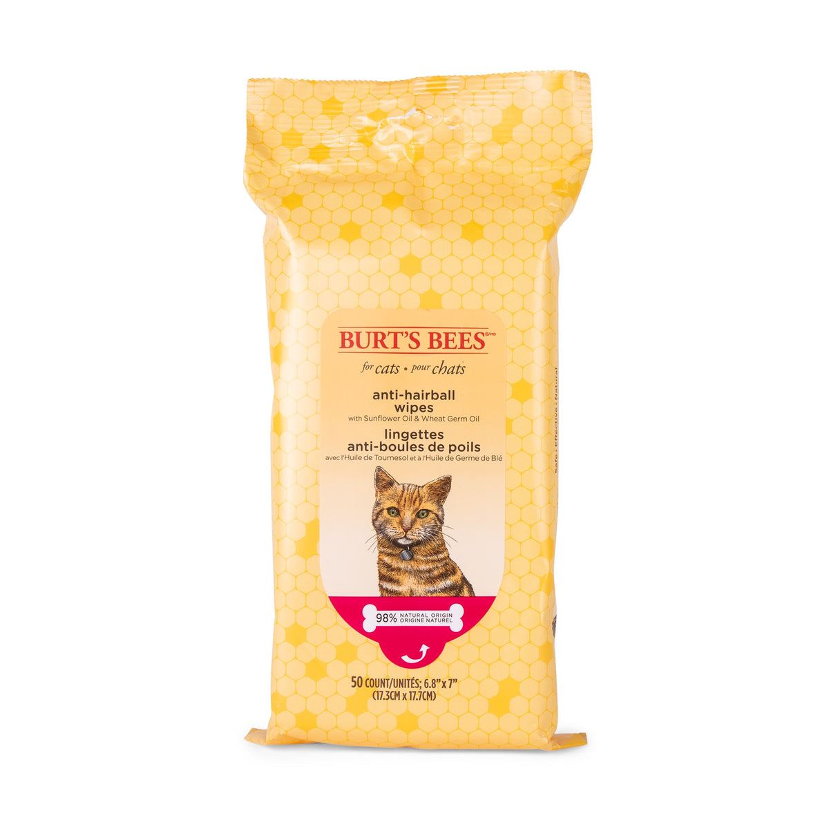 Burt's Bees Grooming Aids Burt's Bees Anti Hairball Wipes for Cats 50s