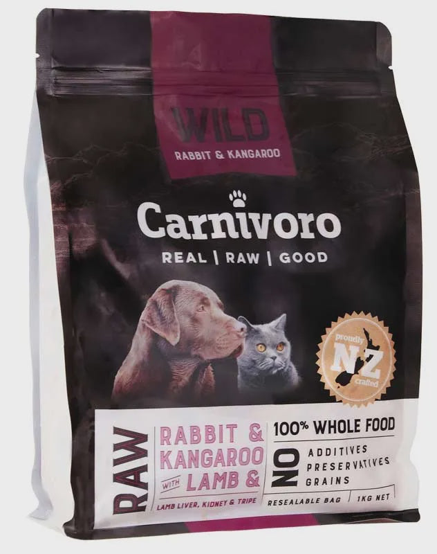 Carnivoro Frozen Food Carnivoro pellets Rabbit, kangaroo & Lamb  Frozen 1kg