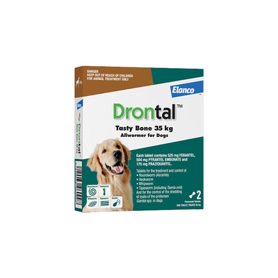 Drontal Flea & Wormer 35kg Drontal Tasty Bone Allwormer for Dogs