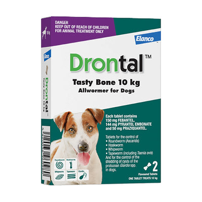Drontal Flea & Wormer 10kg Drontal Tasty Bone Allwormer for Dogs