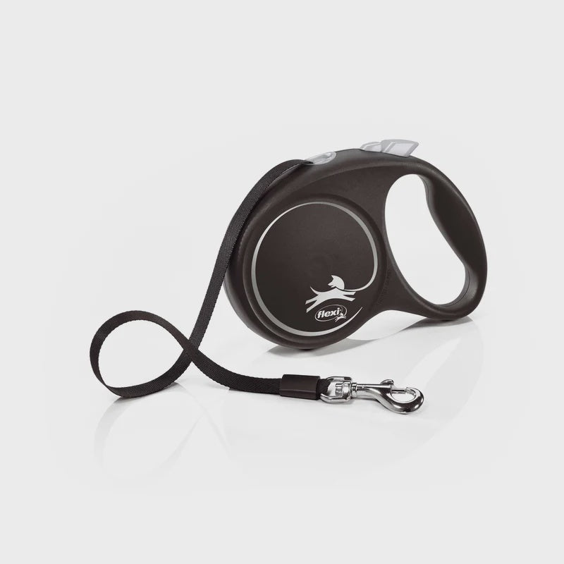 Flexi Collars / Leads silver / Med Flexi Black Design Retractable Leash Tape