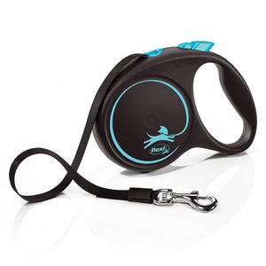 Flexi Collars / Leads blue / Med Flexi Black Design Retractable Leash Tape