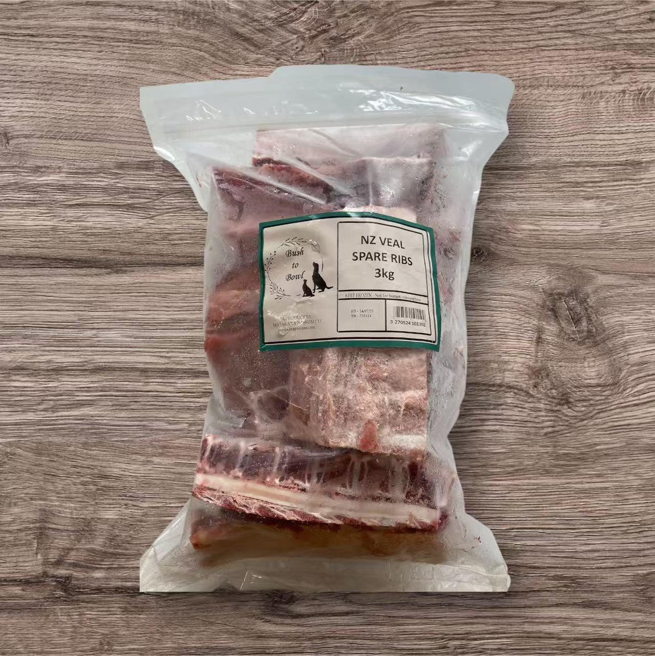 From the Bush to the Bowl Frozen Food Veal Spare Rib Bones 3kg