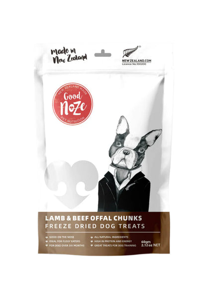 Good Noze Treats Mutton & Beef Offal Chunks Freeze dried Dog Treats 60g