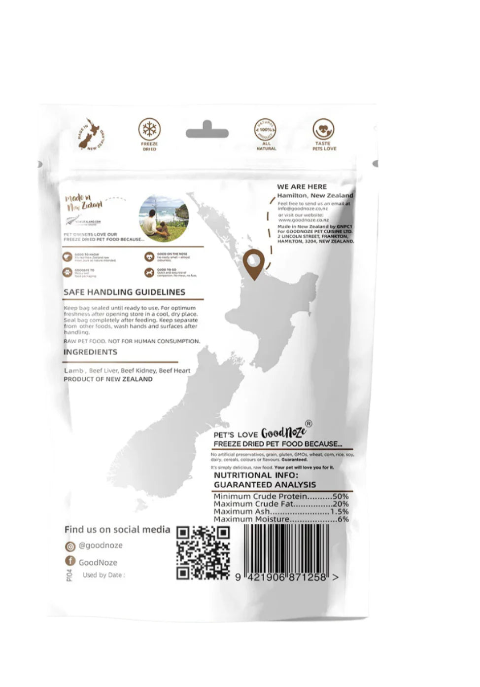 Good Noze Treats Mutton & Beef Offal Chunks Freeze dried Dog Treats 60g